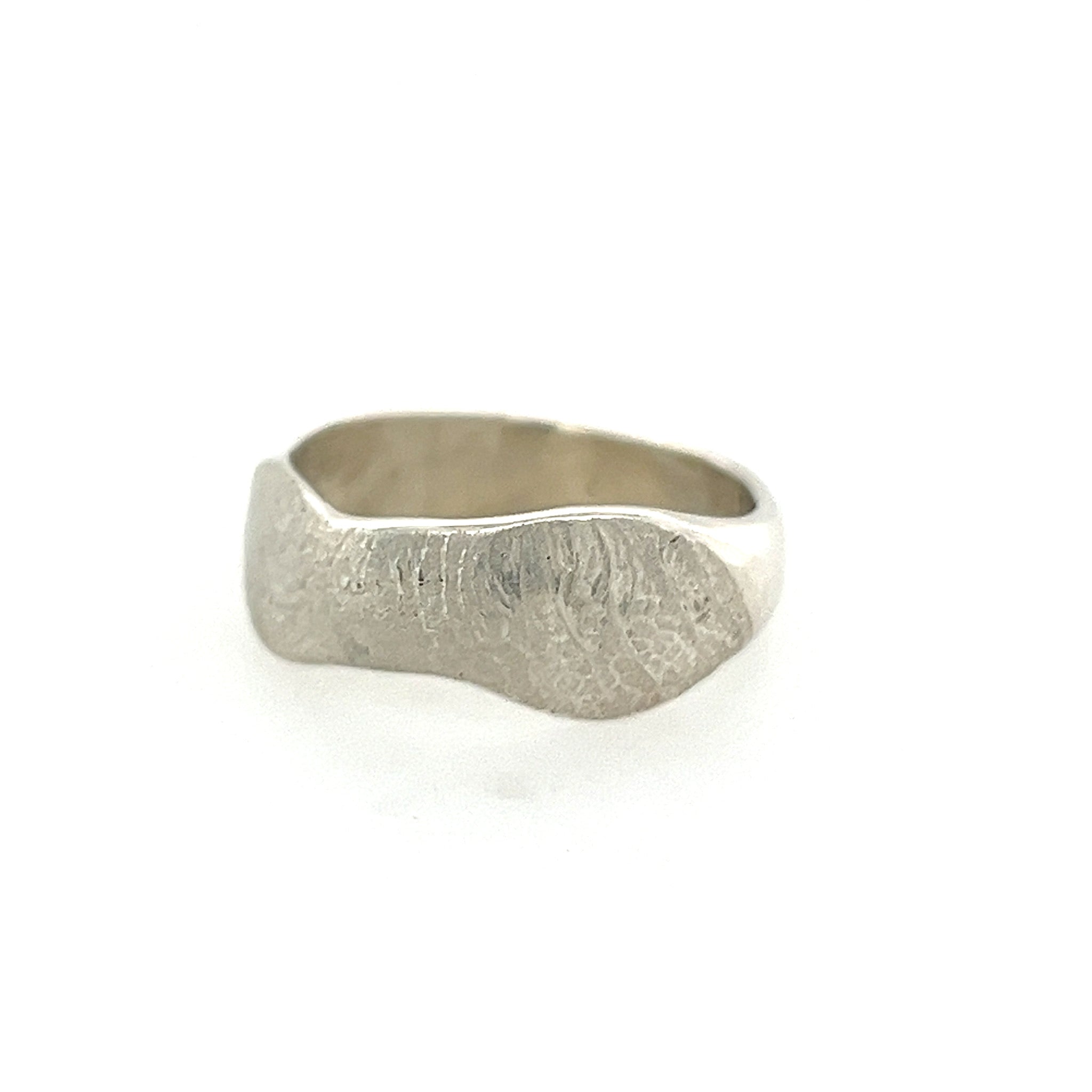 White Gold Band Impression Ring